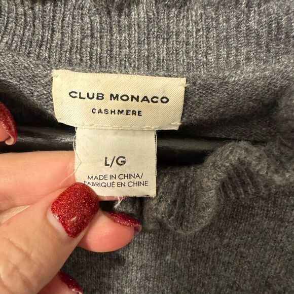Club Monaco Grey Cashmere Sweater with Ruffle Details Size Large - Picture 3 of 3